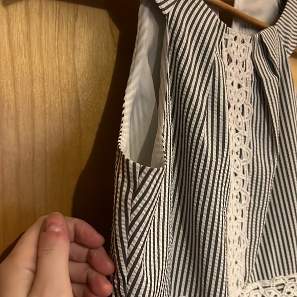 London Times Dress White Blue Sz US 4 - Picture 7 of 7
